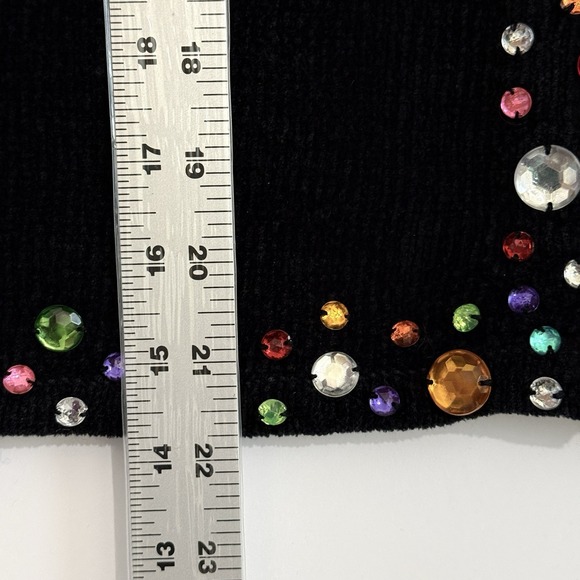 Lisa Nichols Mary‎ William & Co Black Jeweled Cardigan Sweater Medium - Picture 8 of 9